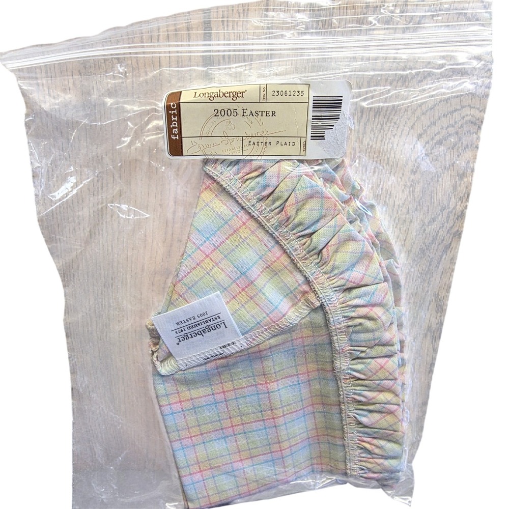 Vintage 2005 Longaberger Easter Plaid Fabric Basket‎ Liner Pastel Trim 23061235